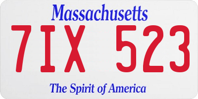 MA license plate 7IX523