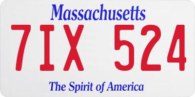 MA license plate 7IX524