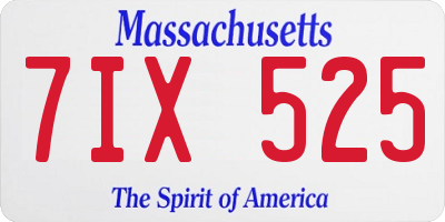 MA license plate 7IX525