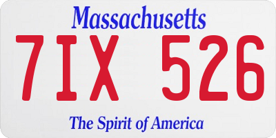 MA license plate 7IX526