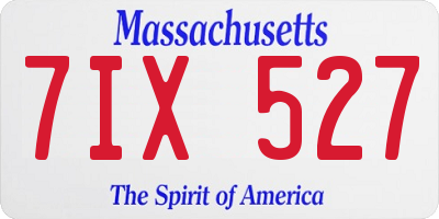 MA license plate 7IX527