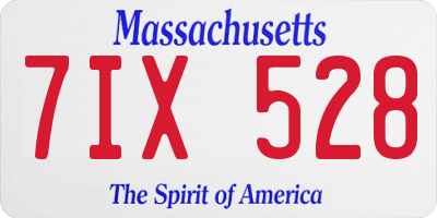 MA license plate 7IX528