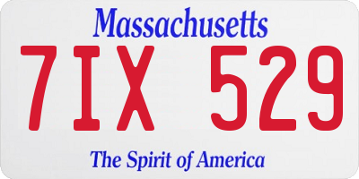 MA license plate 7IX529