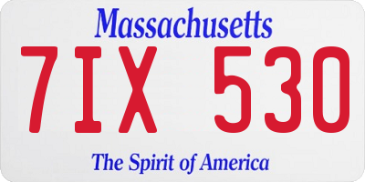 MA license plate 7IX530