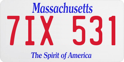 MA license plate 7IX531