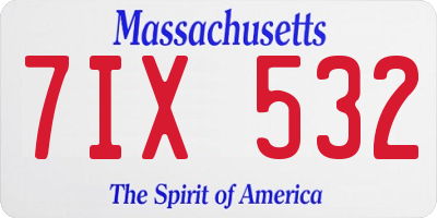 MA license plate 7IX532