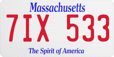 MA license plate 7IX533