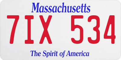 MA license plate 7IX534