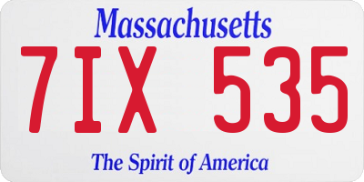MA license plate 7IX535