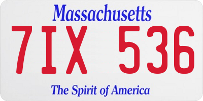MA license plate 7IX536