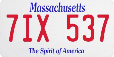 MA license plate 7IX537