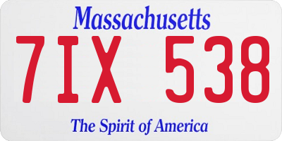 MA license plate 7IX538
