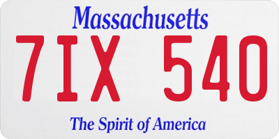 MA license plate 7IX540