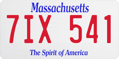 MA license plate 7IX541