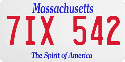 MA license plate 7IX542