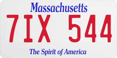 MA license plate 7IX544