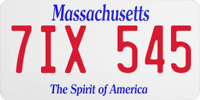 MA license plate 7IX545