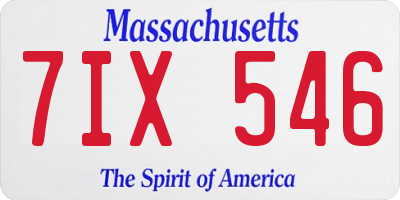 MA license plate 7IX546