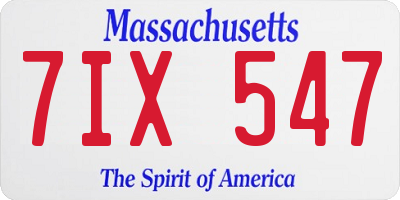 MA license plate 7IX547