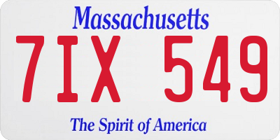 MA license plate 7IX549