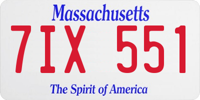 MA license plate 7IX551