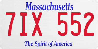 MA license plate 7IX552