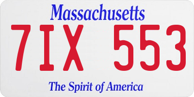 MA license plate 7IX553