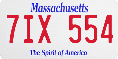 MA license plate 7IX554