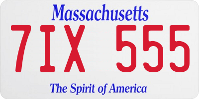 MA license plate 7IX555