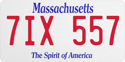 MA license plate 7IX557