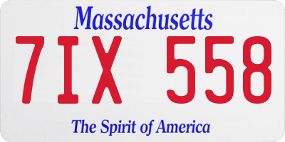 MA license plate 7IX558