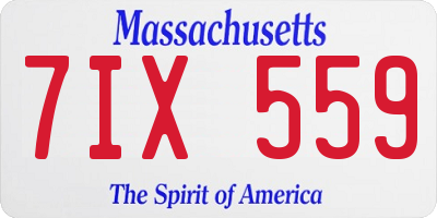 MA license plate 7IX559
