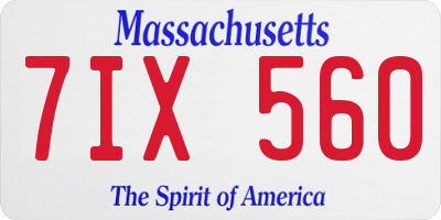 MA license plate 7IX560
