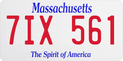 MA license plate 7IX561
