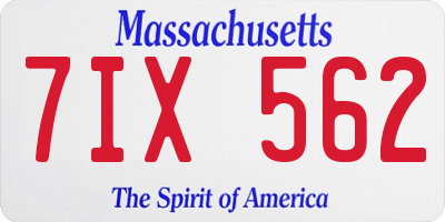 MA license plate 7IX562