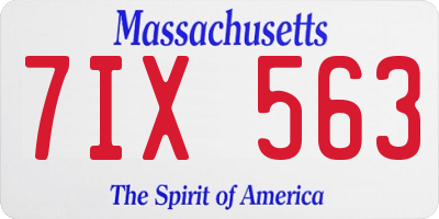 MA license plate 7IX563