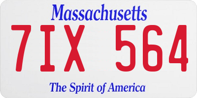 MA license plate 7IX564