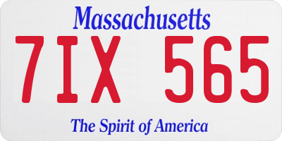 MA license plate 7IX565