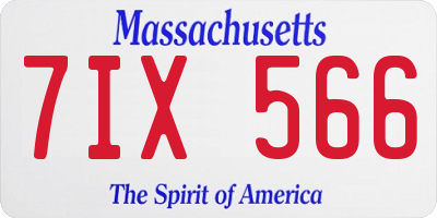 MA license plate 7IX566