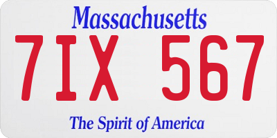 MA license plate 7IX567