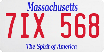 MA license plate 7IX568