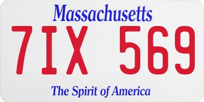 MA license plate 7IX569