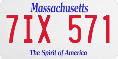 MA license plate 7IX571