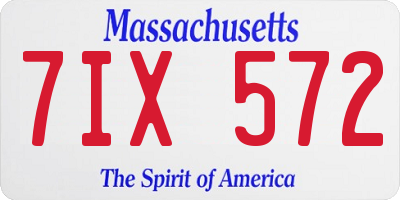 MA license plate 7IX572