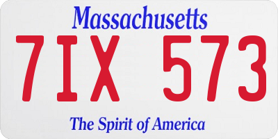 MA license plate 7IX573