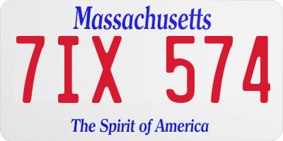 MA license plate 7IX574