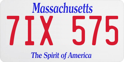 MA license plate 7IX575
