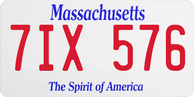 MA license plate 7IX576
