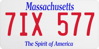 MA license plate 7IX577
