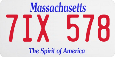 MA license plate 7IX578